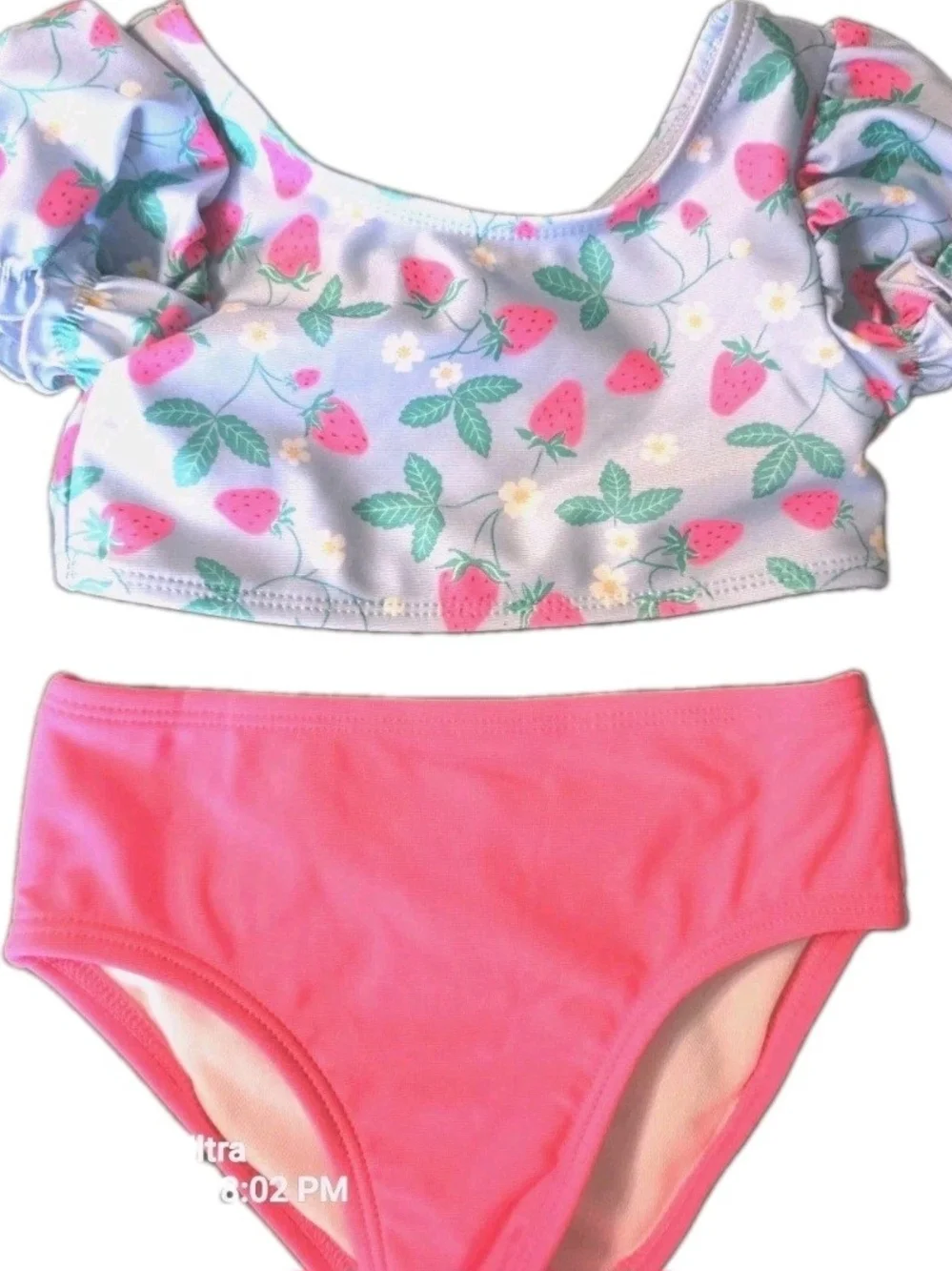 Cat & Jack 2T Swim Set & One Piece Pink Strawberry Animal Print Toddler NWT